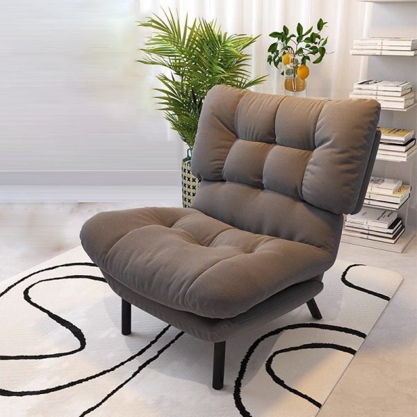 Contemporary Scandinavian Tufted Velvet Upholstered Wood Legs Accent Chair Backrest For Living Room - Image 2