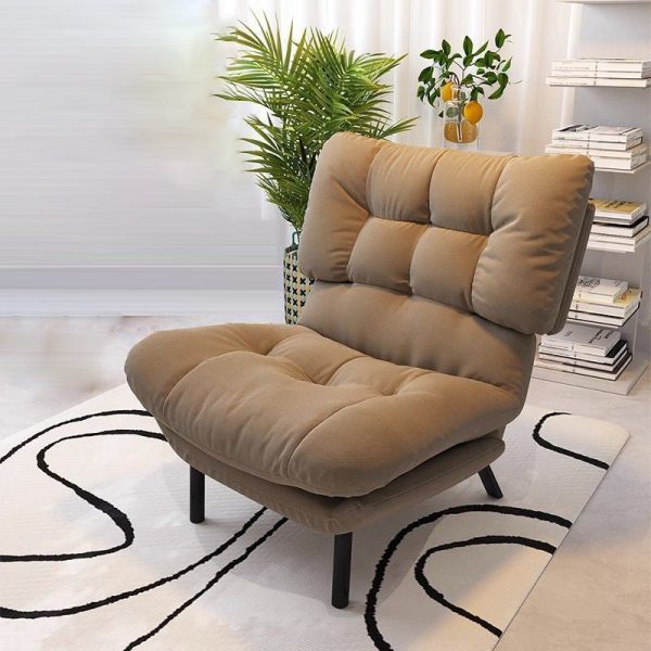 Contemporary Scandinavian Tufted Velvet Upholstered Wood Legs Accent Chair Backrest For Living Room - Image 5