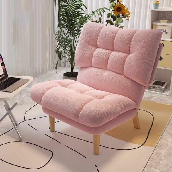Contemporary Scandinavian Tufted Velvet Upholstered Wood Legs Accent Chair Backrest For Living Room - Image 6