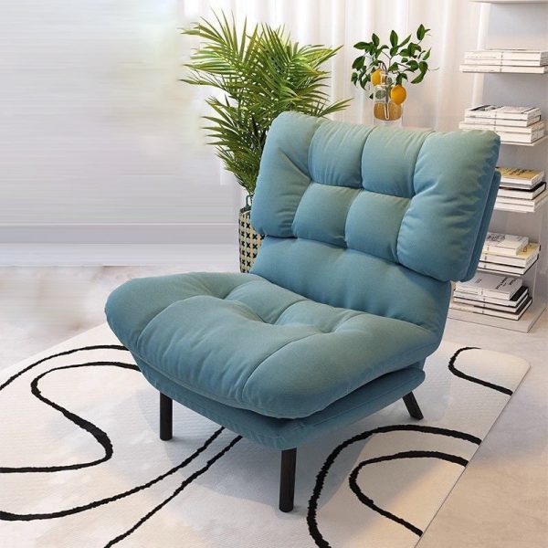 Contemporary Scandinavian Tufted Velvet Upholstered Wood Legs Accent Chair Backrest For Living Room - Image 3