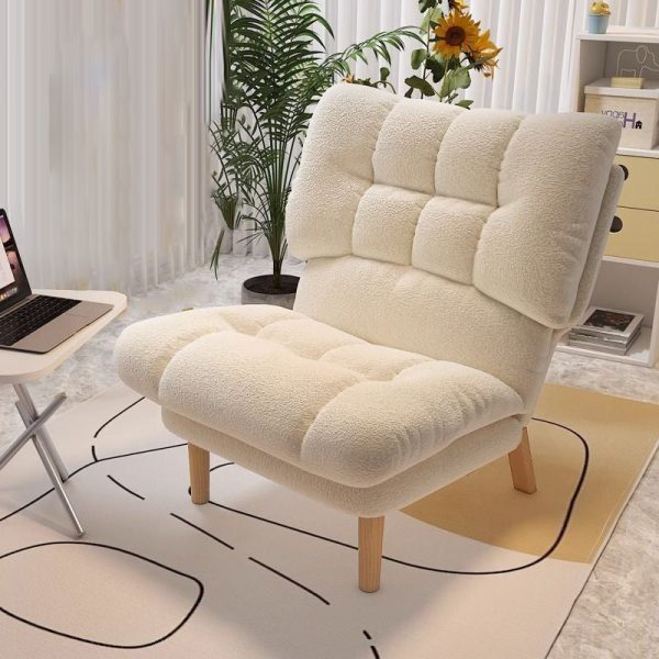 Contemporary Scandinavian Tufted Velvet Upholstered Wood Legs Accent Chair Backrest For Living Room - Image 8