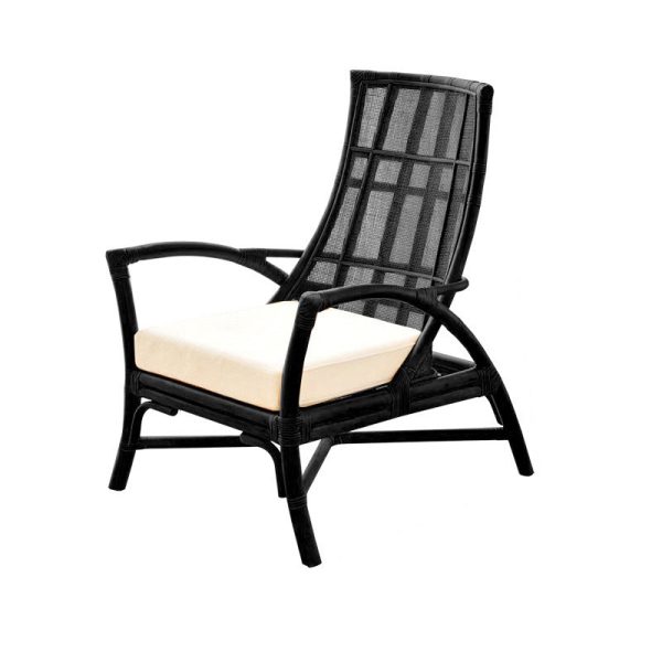Contemporary Retro Rattan Weaving Solid Wood Lounge Chair Arc Arm For Living Room - Image 33