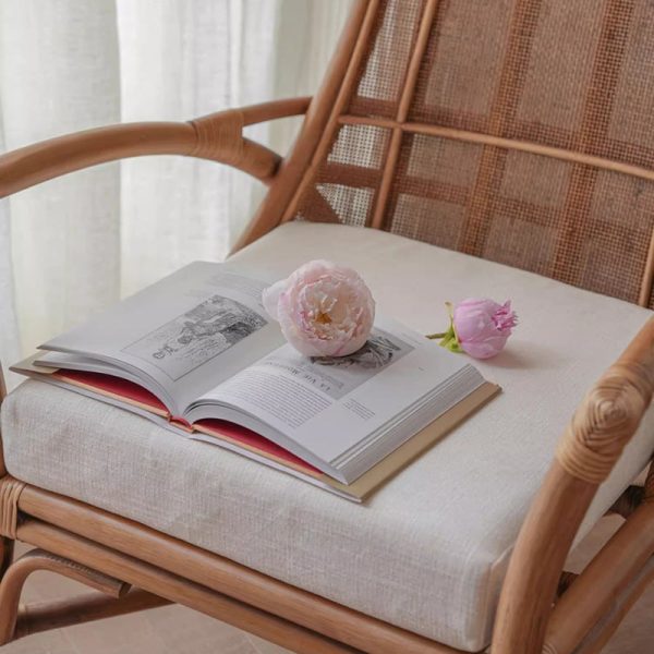Contemporary Retro Rattan Weaving Solid Wood Lounge Chair Arc Arm For Living Room - Image 12