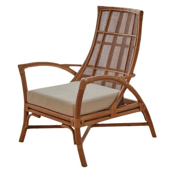 Contemporary Retro Rattan Weaving Solid Wood Lounge Chair Arc Arm For Living Room - Image 32