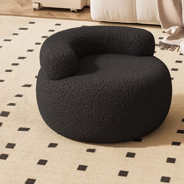 Contemporary Creative Lamb Fleece Round Pouf Low Stool Backrest For Living Room - Image 6
