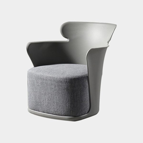 Contemporary Nordic Curved Fabric Upholstered Plastic Accent Chair Backrest Armrest For Living Room - Image 16
