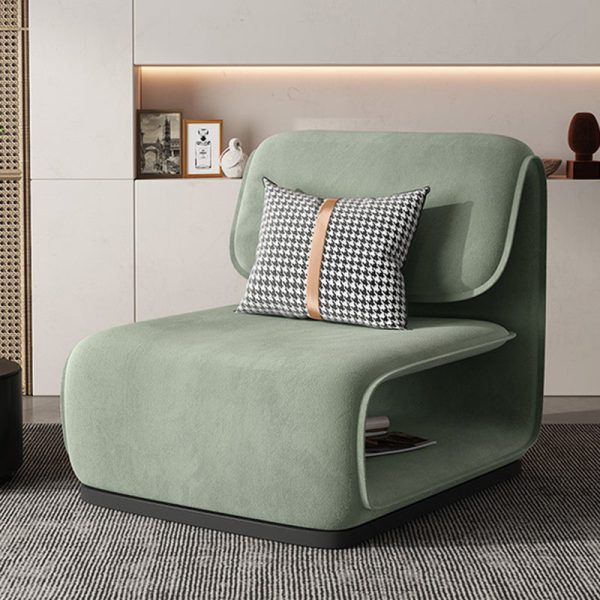 Contemporary Scandinavian Square Flannel Upholstered Solid Wood Accent Chair Backrest For Living Room