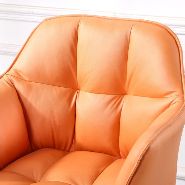 Contemporary Luxury Tufted Leather Upholstered Metal Frame Vanity Stool Backrest For Bedroom - Image 5