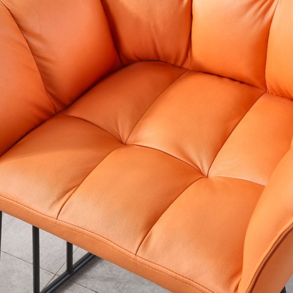 Contemporary Luxury Tufted Leather Upholstered Metal Frame Vanity Stool Backrest For Bedroom - Image 6