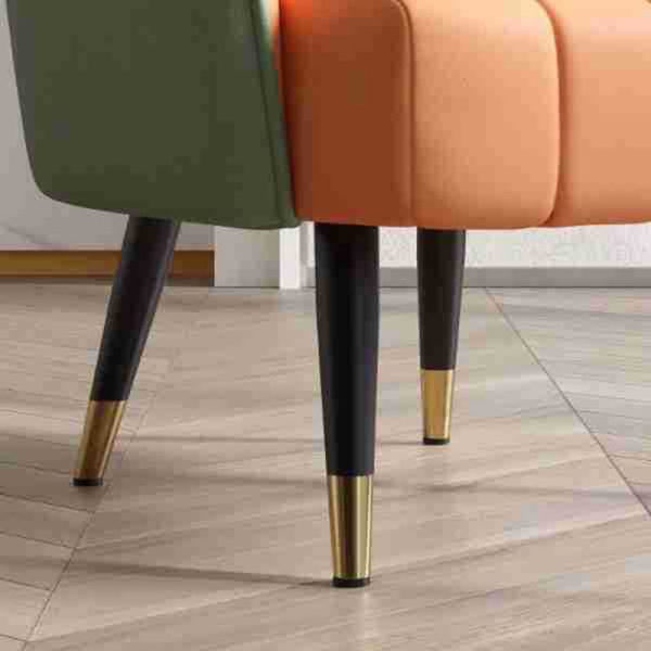 Contemporary Scandinavian Square Leather Upholstered Metal Legs Accent Chair Arc Backrest For Living Room - Image 5