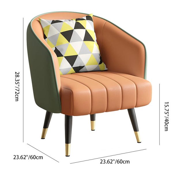 Contemporary Scandinavian Square Leather Upholstered Metal Legs Accent Chair Arc Backrest For Living Room - Image 4