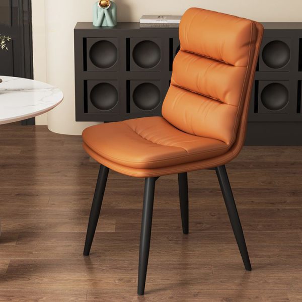Contemporary Luxury Square Leather Upholstered Metal Dining Chair Backrest For Dining Room - Image 11