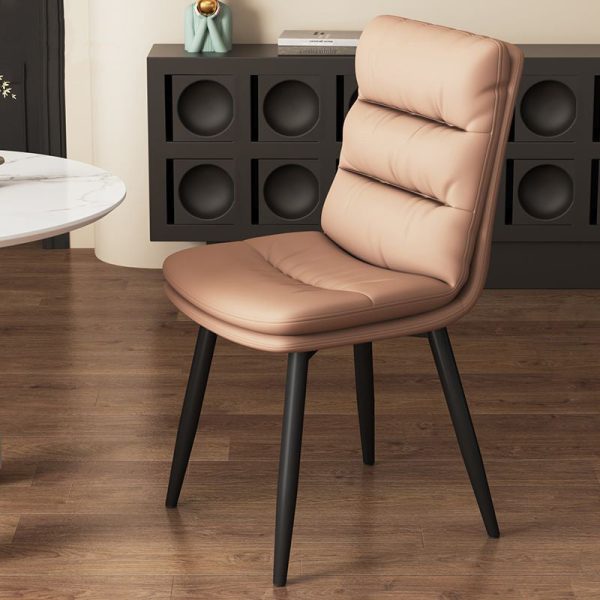 Contemporary Luxury Square Leather Upholstered Metal Dining Chair Backrest For Dining Room - Image 12