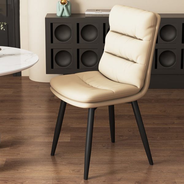 Contemporary Luxury Square Leather Upholstered Metal Dining Chair Backrest For Dining Room - Image 14