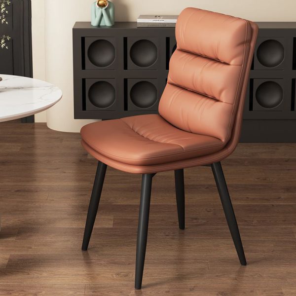 Contemporary Luxury Square Leather Upholstered Metal Dining Chair Backrest For Dining Room - Image 16