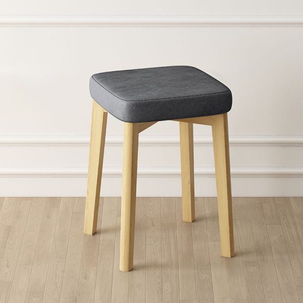 Contemporary Simplicity Square Tech Fabric Upholstered Solid Wood Stackable Low Stool For Living Room - Image 16