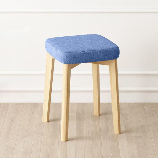 Contemporary Simplicity Square Tech Fabric Upholstered Solid Wood Stackable Low Stool For Living Room - Image 18