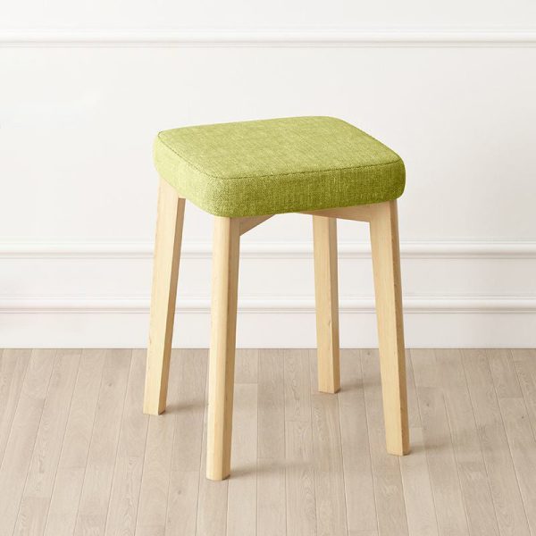 Contemporary Simplicity Square Tech Fabric Upholstered Solid Wood Stackable Low Stool For Living Room - Image 8