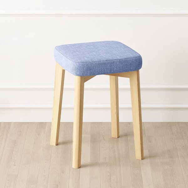 Contemporary Simplicity Square Tech Fabric Upholstered Solid Wood Stackable Low Stool For Living Room - Image 9