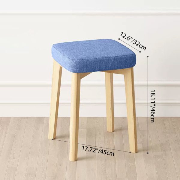 Contemporary Simplicity Square Tech Fabric Upholstered Solid Wood Stackable Low Stool For Living Room - Image 4