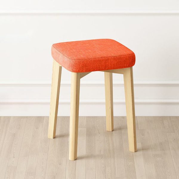 Contemporary Simplicity Square Tech Fabric Upholstered Solid Wood Stackable Low Stool For Living Room - Image 10