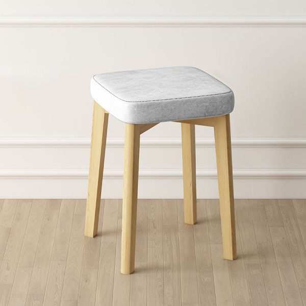 Contemporary Simplicity Square Tech Fabric Upholstered Solid Wood Stackable Low Stool For Living Room - Image 11