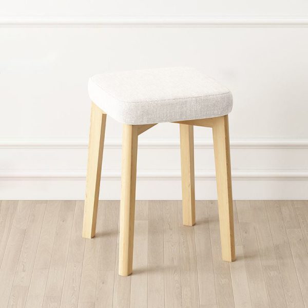 Contemporary Simplicity Square Tech Fabric Upholstered Solid Wood Stackable Low Stool For Living Room - Image 12