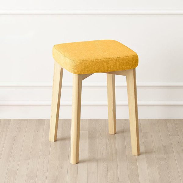 Contemporary Simplicity Square Tech Fabric Upholstered Solid Wood Stackable Low Stool For Living Room - Image 13