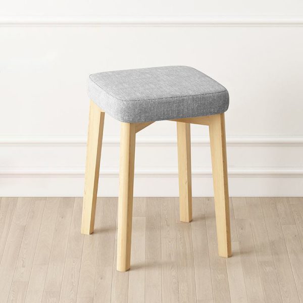 Contemporary Simplicity Square Tech Fabric Upholstered Solid Wood Stackable Low Stool For Living Room - Image 15