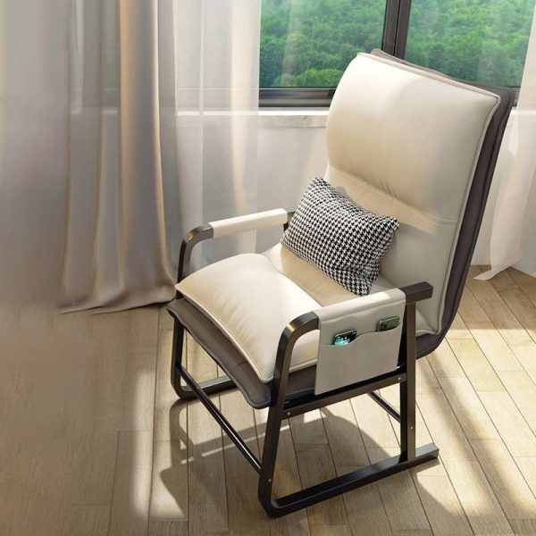 Contemporary Nordic Double-Layer Tech Fabric Upholstered Desk Chair Adjustable Backrest Armrest For Home Office - Image 11