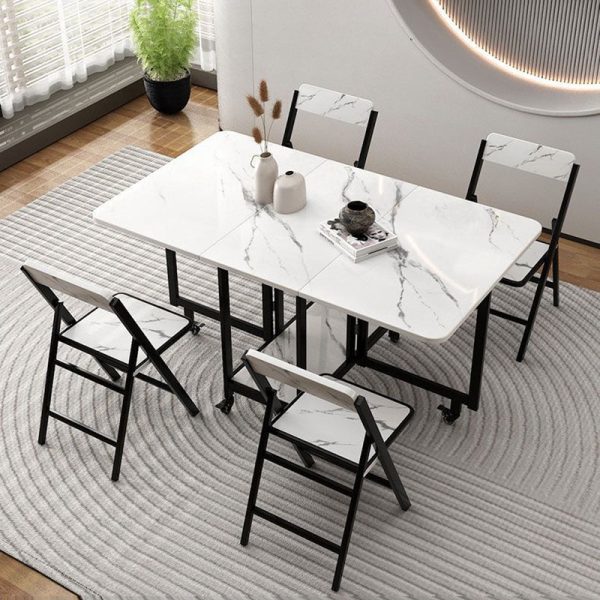 Modern Simplicity Square Solid Wood Melamine Board Carbon Steel Frame Foldable Dining Chair Backrest For Dining Room - Image 6
