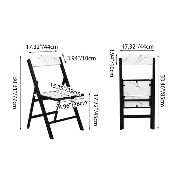 Modern Simplicity Square Solid Wood Melamine Board Carbon Steel Frame Foldable Dining Chair Backrest For Dining Room - Image 4