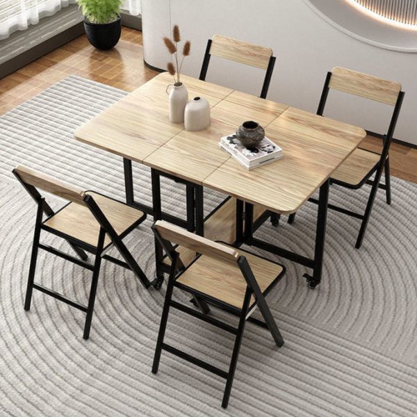 Modern Simplicity Square Solid Wood Melamine Board Carbon Steel Frame Foldable Dining Chair Backrest For Dining Room - Image 8