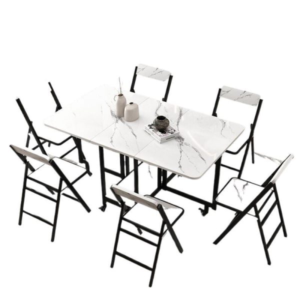 Modern Simplicity Square Solid Wood Melamine Board Carbon Steel Frame Foldable Dining Chair Backrest For Dining Room - Image 12