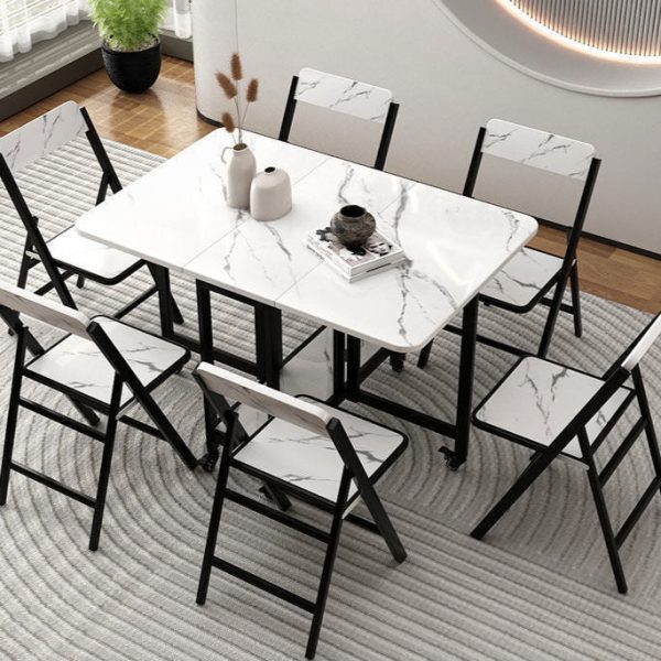 Modern Simplicity Square Solid Wood Melamine Board Carbon Steel Frame Foldable Dining Chair Backrest For Dining Room - Image 11