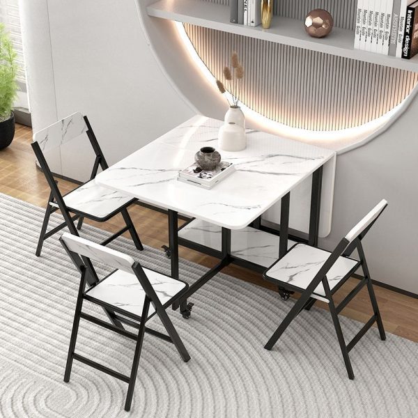 Modern Simplicity Square Solid Wood Melamine Board Carbon Steel Frame Foldable Dining Chair Backrest For Dining Room - Image 10