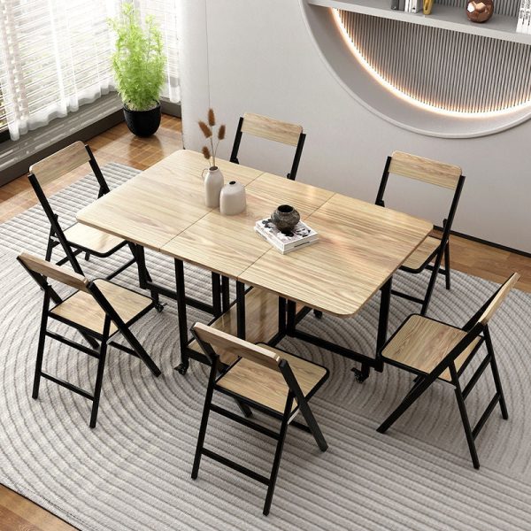 Modern Simplicity Square Solid Wood Melamine Board Carbon Steel Frame Foldable Dining Chair Backrest For Dining Room - Image 7