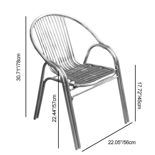 Modern Simplicity Curved Stainless Steel Stackable Dining Chair Backrest Armrest For Dining Room - Image 4