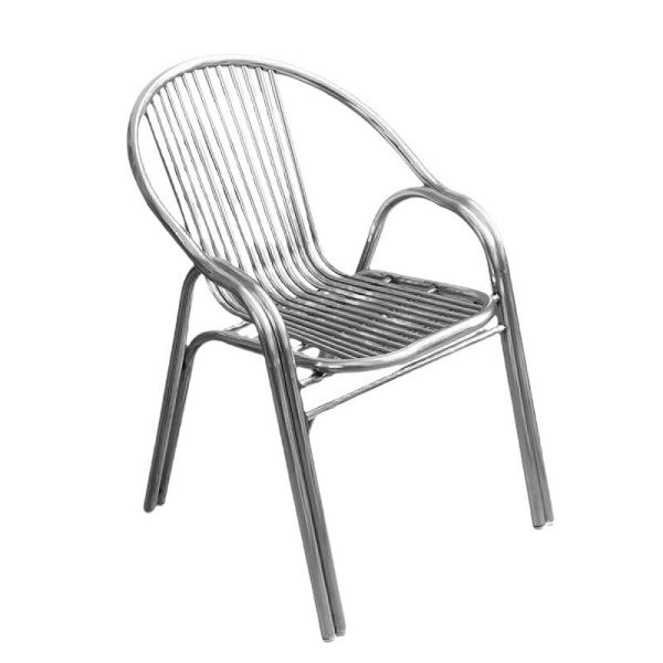 Modern Simplicity Curved Stainless Steel Stackable Dining Chair Backrest Armrest For Dining Room - Image 9