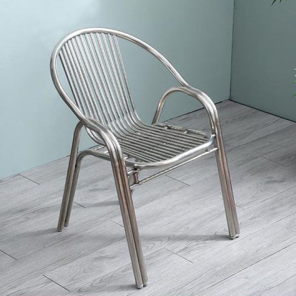 Modern Simplicity Curved Stainless Steel Stackable Dining Chair Backrest Armrest For Dining Room - Image 8