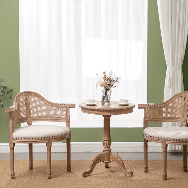 Traditional European Triangle Leather Upholstered Solid Wood Dining Chair Arc Backrest For Dining Room - Image 14