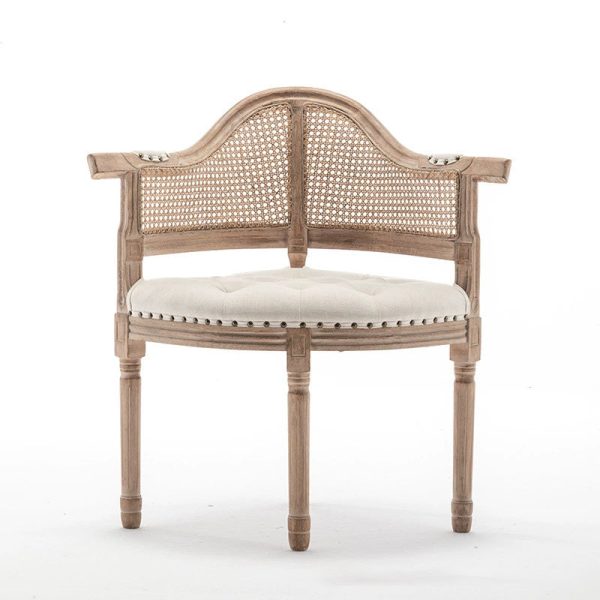 Traditional European Triangle Leather Upholstered Solid Wood Dining Chair Arc Backrest For Dining Room - Image 17