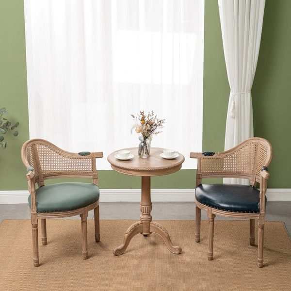Traditional European Triangle Leather Upholstered Solid Wood Dining Chair Arc Backrest For Dining Room - Image 15