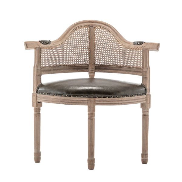 Traditional European Triangle Leather Upholstered Solid Wood Dining Chair Arc Backrest For Dining Room - Image 22