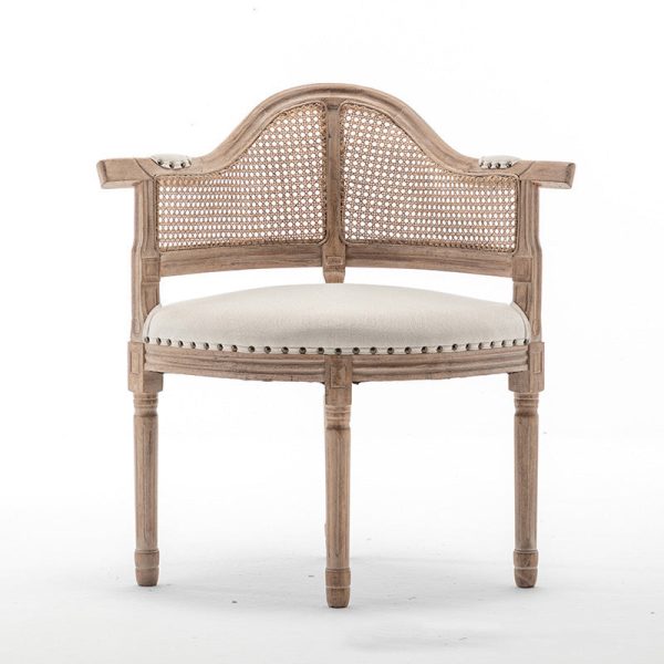 Traditional European Triangle Leather Upholstered Solid Wood Dining Chair Arc Backrest For Dining Room - Image 18