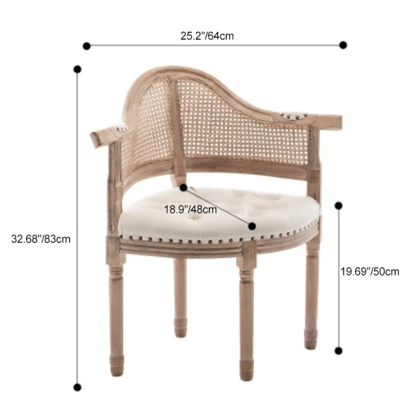 Traditional European Triangle Leather Upholstered Solid Wood Dining Chair Arc Backrest For Dining Room - Image 4