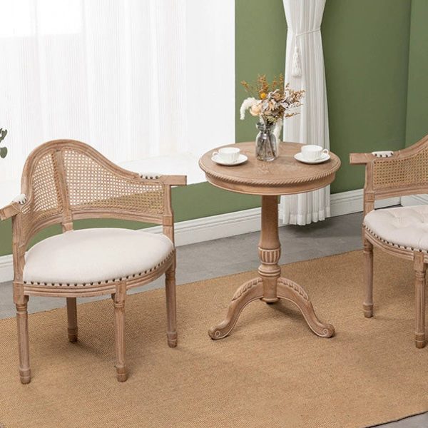 Traditional European Triangle Leather Upholstered Solid Wood Dining Chair Arc Backrest For Dining Room - Image 7