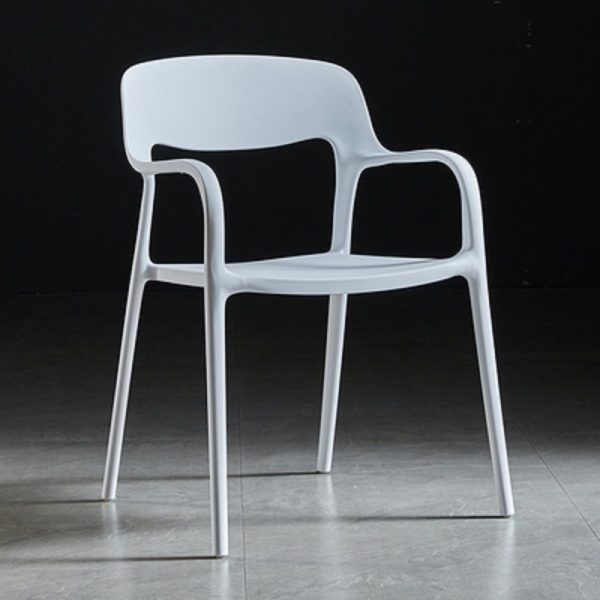 Contemporary Nordic Square Plastic Stackable Dining Chair Backrest Armrest For Dining Room - Image 15