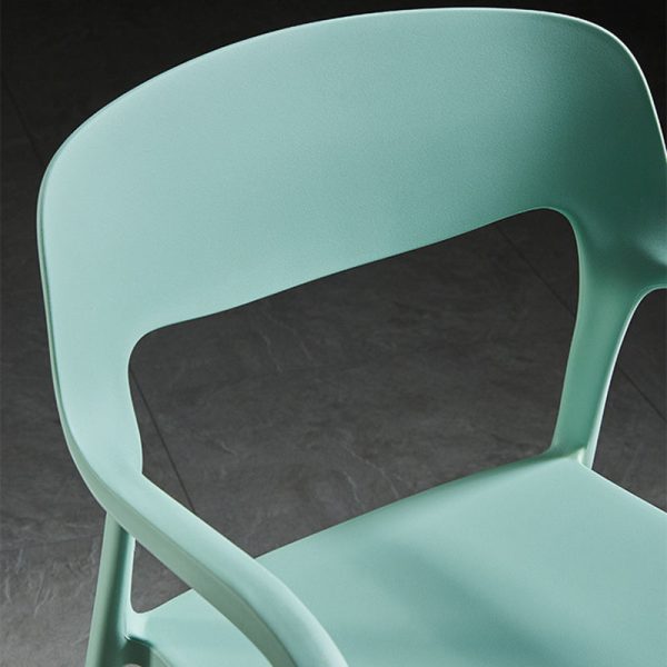 Contemporary Nordic Square Plastic Stackable Dining Chair Backrest Armrest For Dining Room - Image 6