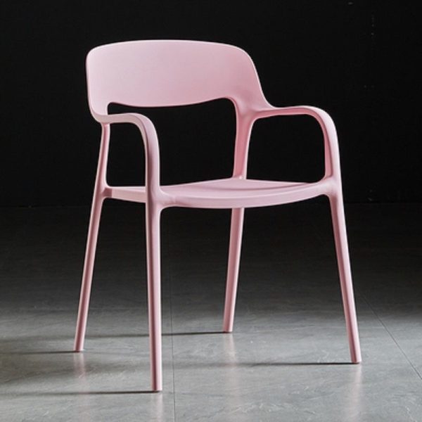 Contemporary Nordic Square Plastic Stackable Dining Chair Backrest Armrest For Dining Room - Image 16